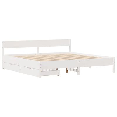 vidaXL Cadre de lit sans matelas blanc 200x200 cm bois massif de pin