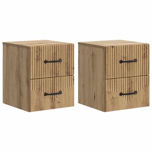 vidaXL Cabinet de chevet mural 2 pcs Ch&ecirc;ne artisanal 34,5 x 33 x 40 cm