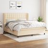 vidaXL Sommier &agrave; lattes de lit avec matelas Cr&egrave;me 180x200 cm Tissu