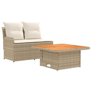 vidaXL Canap&eacute; de jardin avec accoudoirs et table relevable 2 Pi&egrave;ce