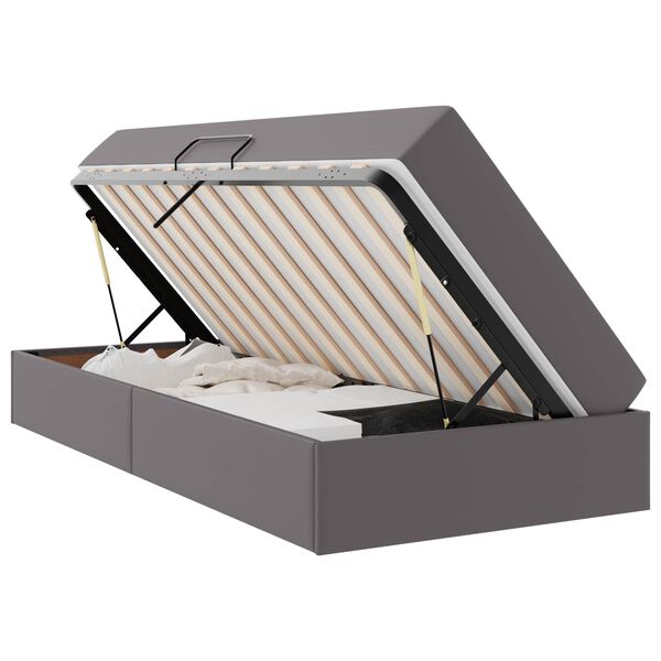 vidaXL Lit avec rangement et matelas avec matelas 2 pcs Gris Cuir