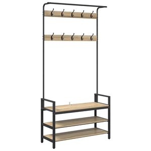 vidaXL Porte-manteau Ch&ecirc;ne Sonoma 95 x 34 x 184 cm Bois d'ing&eacute;nierie