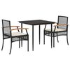 vidaXL Ensemble &agrave; manger de jardin avec coussins 3 pcs Noir