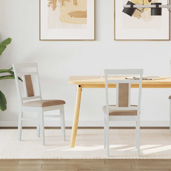 vidaXL Chaise de salle &agrave; manger 2 pcs Blanc et marron