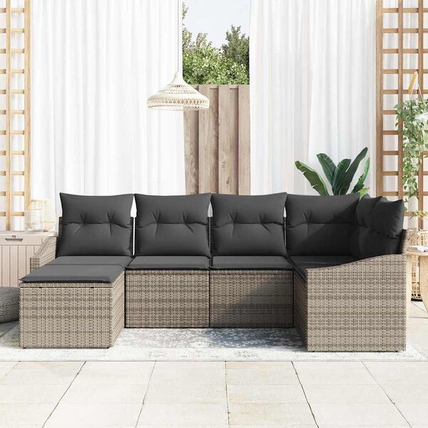 vidaXL Ensemble de Canap&eacute;s avec coussin 6 pcs Gris polyrotin