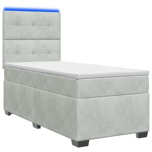 vidaXL Lit boxspring avec matelas Gris clair 80 x 200 cm Velours