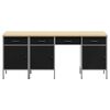 vidaXL Placard de travail 4 pcs Noir Bois d'ing&eacute;nierie et acier