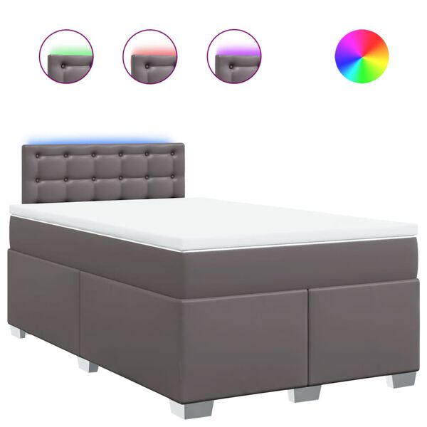 vidaXL Sommier à lattes de lit avec matelas Gris 120x200 cm Similicuir