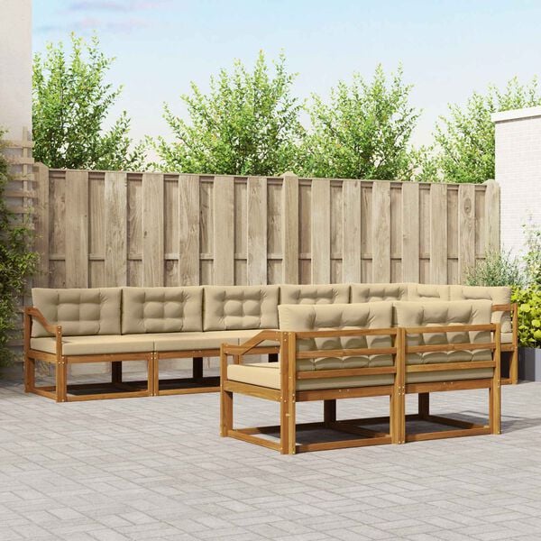vidaXL Ensemble de canap&eacute;s d'ext&eacute;rieur 8 pcs Naturel et Beige