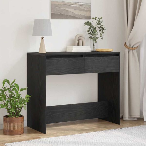 vidaXL Table console ch&ecirc;ne noir 89x41x76,5 cm bois d'ing&eacute;nierie