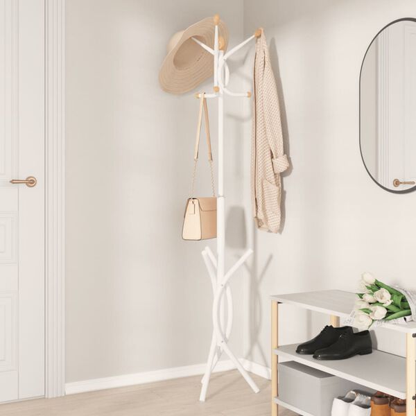 vidaXL Porte-manteau blanc 176 cm fer enduit de poudre