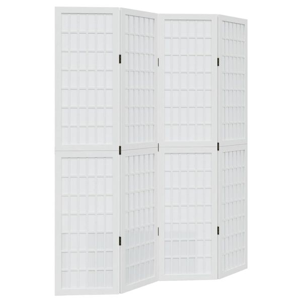vidaXL Cloison de s&eacute;paration 4 panneaux blanc bois de paulownia massif