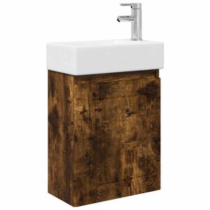 vidaXL Meuble de salle de bain avec robinet Ch&ecirc;ne fum&eacute;
