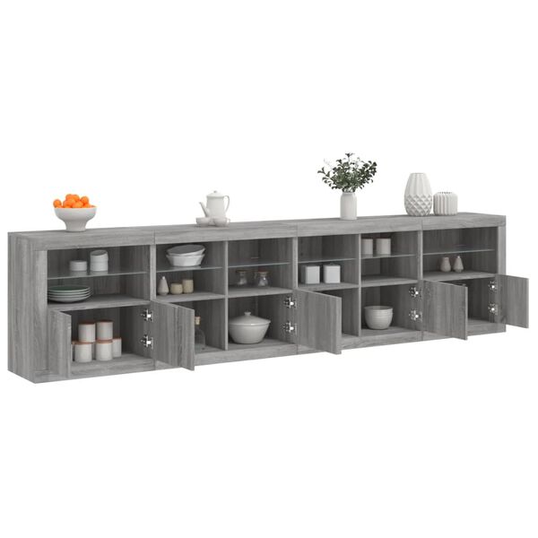 vidaXL Buffet avec lumi&egrave;res LED sonoma gris 283x37x67 cm