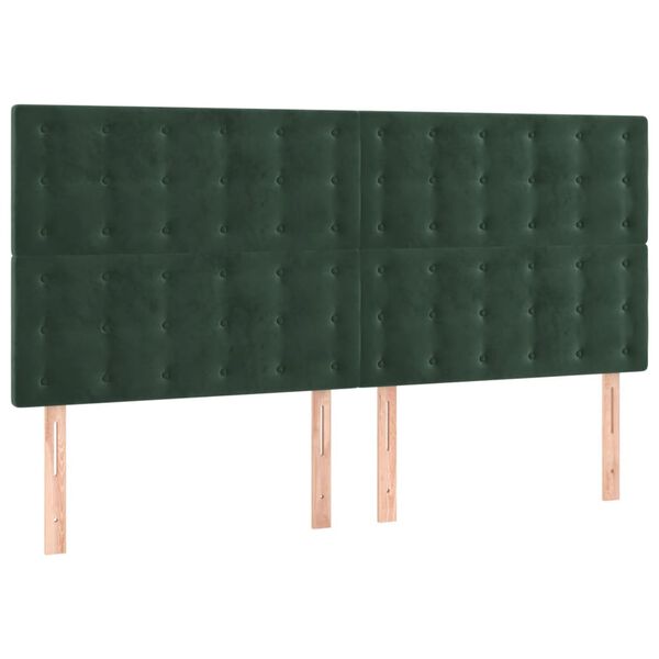 vidaXL T&ecirc;te de lit &agrave; LED Vert fonc&eacute; 200x5x118/128 cm Velours