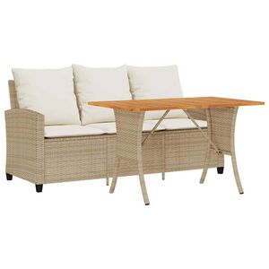 vidaXL Canapé de jardin 3 places coussins table beige résine tressée