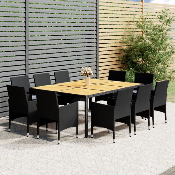 vidaXL Ensemble &agrave; d&icirc;ner de jardin 11 pcs R&eacute;sine tress&eacute;e Noir
