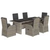 vidaXL Ensemble &agrave; manger de jardin et coussins 7 pcs gris rotin