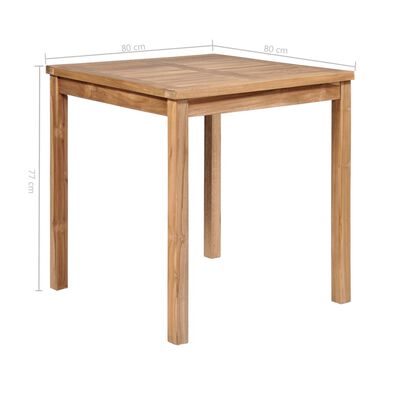 vidaXL Table de jardin 80x80x77 cm Bois de teck solide