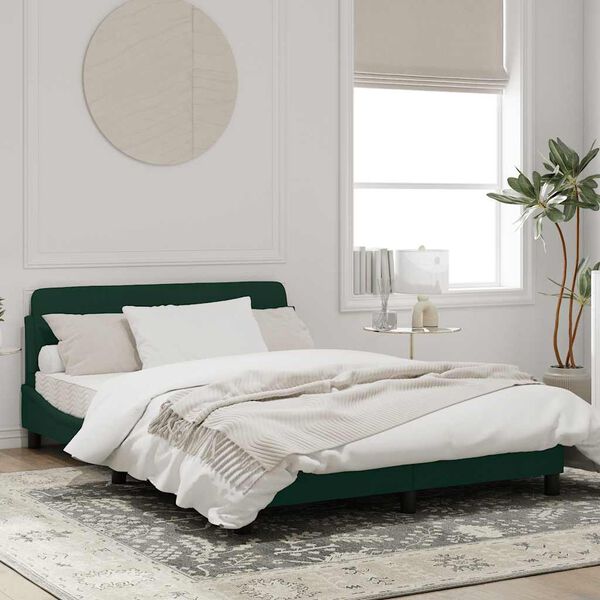 vidaXL Cadre de lit Dover vert fonc&eacute; 140x190 cm velours