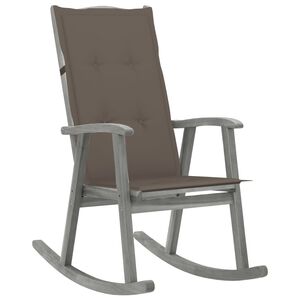 vidaXL Chaise &agrave; bascule avec coussins Gris Bois d'acacia massif
