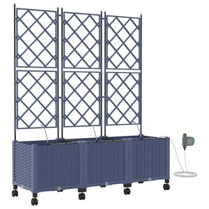vidaXL Porte-plante de jardin avec irrigation et roues 3 pc Gris PP