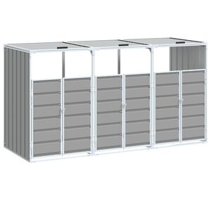 vidaXL Rangement &agrave; roulettes pour poubelles pour trois bacs gris acier