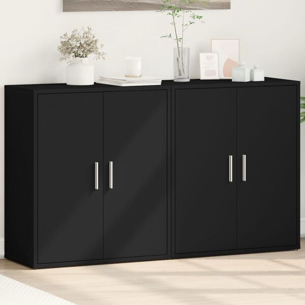 vidaXL Buffets 2 pcs noir 60x31x70 cm bois d'ing&eacute;nierie