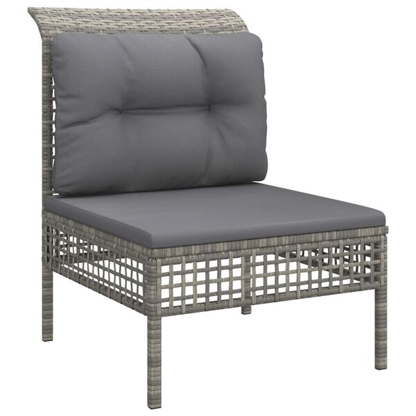 vidaXL Salon de jardin 8 pcs avec coussins Gris Résine tressée