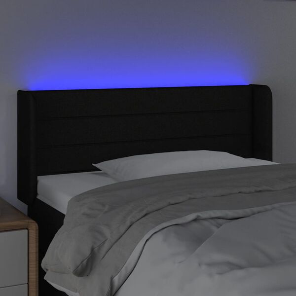 vidaXL T&ecirc;te de lit &agrave; LED Noir 83x16x78/88 cm Tissu