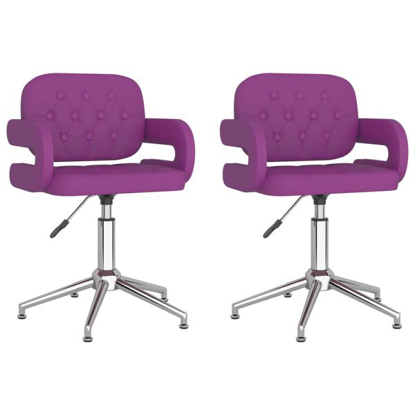vidaXL Chaises pivotantes &agrave; manger lot de 2 violet similicuir