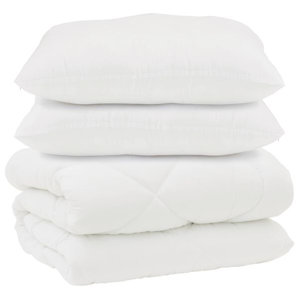 vidaXL Couette avec Oreillers 3 pcs Blanc Microfibre et Plumes D'oie