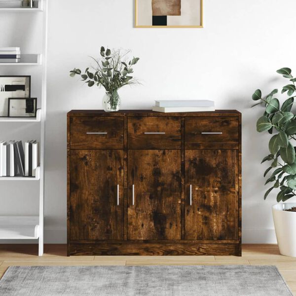 vidaXL Buffet chêne fumé 91x28x75 cm bois d'ingénierie