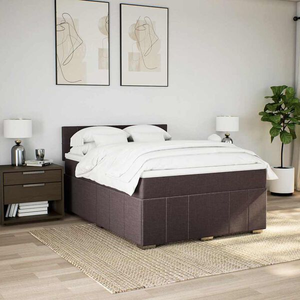 vidaXL Sommier &agrave; lattes de lit avec matelas Marron fonc&eacute; 140x200 cm