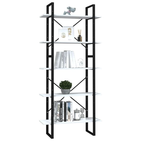 vidaXL Biblioth&egrave;que &agrave; 5 niveaux Blanc 80x30x175 cm Bois d'ing&eacute;nierie