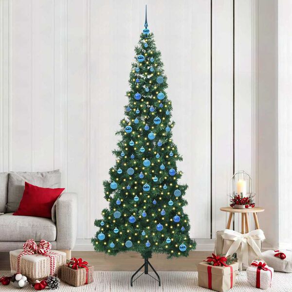 vidaXL Arbre de No&euml;l artificiel d'angle Vert 240 cm PVC et m&eacute;tal