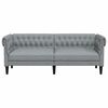 vidaXL Canap&eacute; Chesterfield 3 places gris clair tissu
