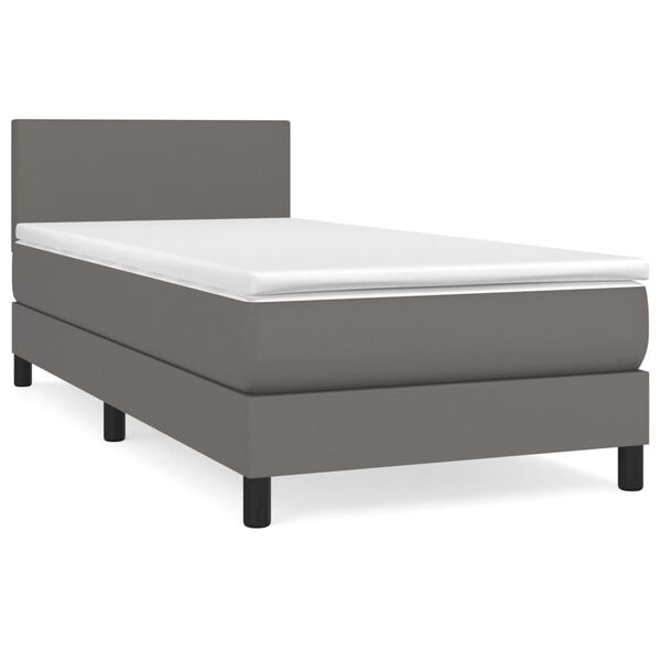 vidaXL Sommier à lattes de lit avec matelas Gris 80x200 cm Similicuir