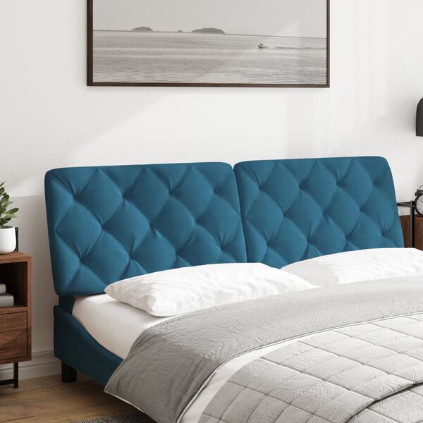 vidaXL Coussin de t&ecirc;te de lit bleu 160 cm velours