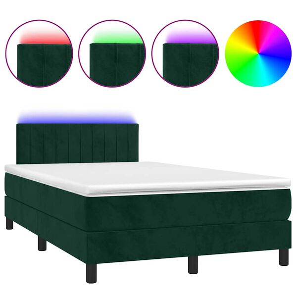 vidaXL Sommier &agrave; lattes de lit avec matelas LED Vert fonc&eacute; 120x200 cm