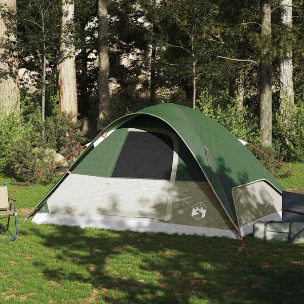 vidaXL Tente familiale &agrave; d&ocirc;me 6 personnes vert imperm&eacute;able