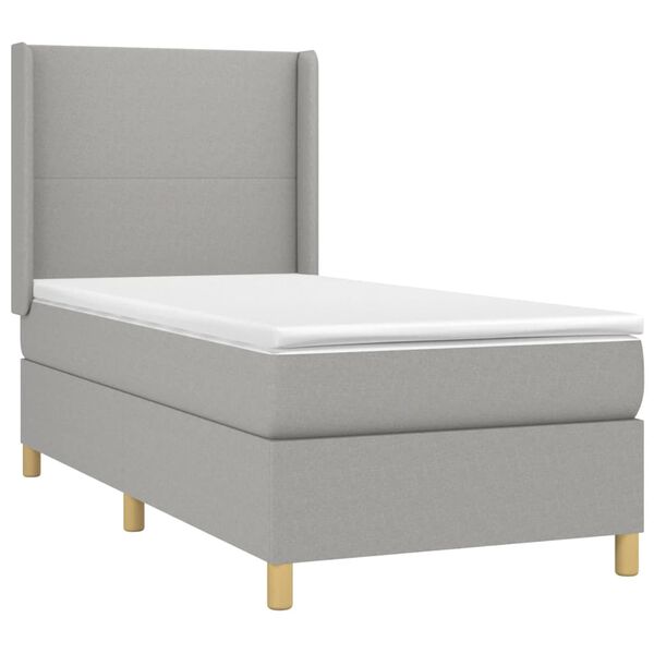 vidaXL Sommier &agrave; lattes de lit avec matelas Gris clair 100x200cm Tissu