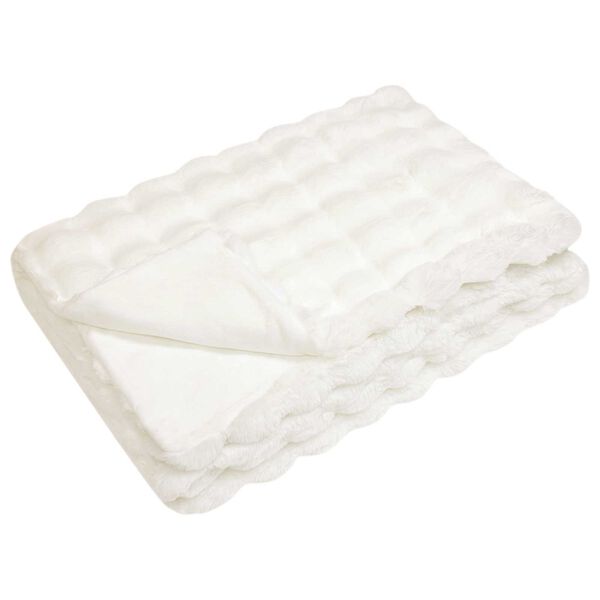 vidaXL Couverture en Fourrure de Lapin Synth&eacute;tique Olite Blanc