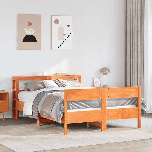 vidaXL Cadre de lit sans matelas cire marron 120x190cm bois pin massif