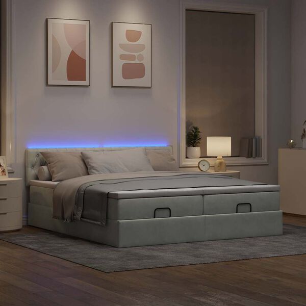 VidaXL Cadre de lit ottoman et matelas gris clair 160x200cm velours