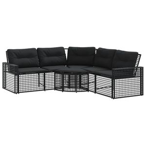 vidaXL Canap&eacute; de jardin et coussins et repose-pied en forme de L rotin