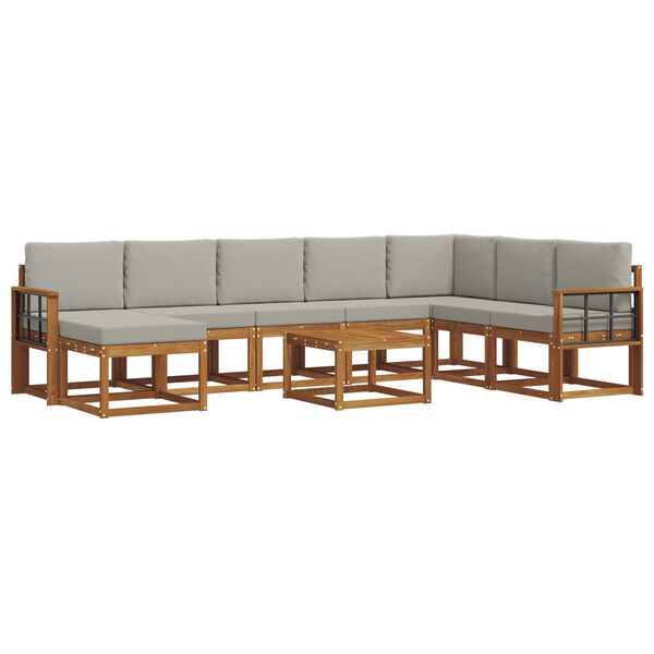 vidaXL Ensemble de canap&eacute;s d'ext&eacute;rieur 9 pcs Gris Naturel et Clair