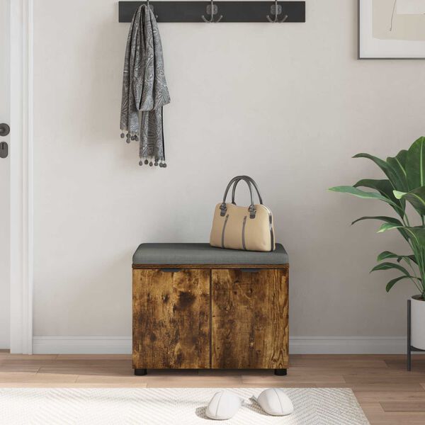 vidaXL Banc d'entr&eacute;e avec coussin Ch&ecirc;ne fum&eacute; 60 x 38 x 46 cm