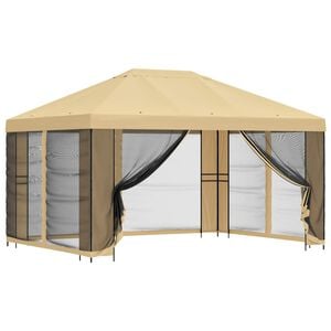 vidaXL Abri de jardin avec parois 4 &times; 3 m Cr&egrave;me Polyester et Acier