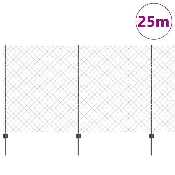 vidaXL Cl&ocirc;ture avec poteau Gris 1,4 x 25 m Acier et PVC
